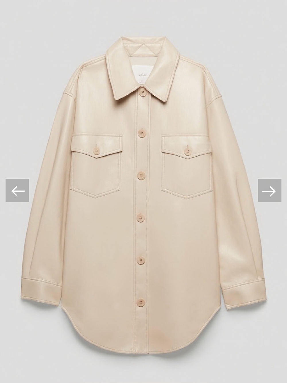 Aritzia Wilfred The Ganna Shirt Jacket Vegan Leather XS Beige
